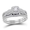 Image 1 : 3/8 CTW Round Diamond Milgrain Bridal Wedding Ring Band Set 10kt White Gold - REF-61W4H