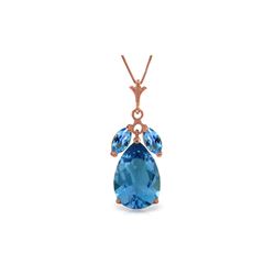 Genuine 6.5 ctw Blue Topaz Necklace 14KT Rose Gold - REF-38M2T