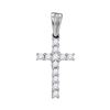 Image 1 : 1/4 CTW Womens Round Diamond Cross Religious Pendant 10kt White Gold - REF-13H5R