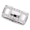 Image 1 : 1 CTW Womens Round Channel-set Diamond Double Row Wedding Band Ring 14kt White Gold - REF-143Y2N