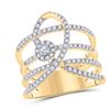 Image 1 : 3/4 CTW Womens Round Diamond Loop Fashion Ring 14kt Yellow Gold - REF-120M2F