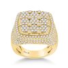 Image 1 : 3 & 3/8 CTW Mens Round Diamond Cluster Square Ring 14kt Yellow Gold - REF-320X4T