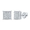 Image 1 : 1 CTW Womens Round Diamond Square Earrings 14kt White Gold - REF-88W5H