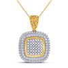 Image 1 : 1/10 CTW Womens Round Diamond Square Pendant 10kt Yellow Gold - REF-16H4R