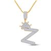Image 1 : 3/4 CTW Mens Baguette Diamond Crown Z Letter Charm Pendant 10kt Yellow Gold - REF-40M8F