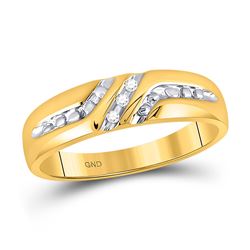 0.03 CTW Mens Round Diamond Wedding Band Ring 10kt Yellow Gold - REF-19M6F