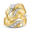 Image 1 : 1/4 CTW His Hers Round Diamond Solitaire Matching Wedding Set 10kt Yellow Gold - REF-63R3X