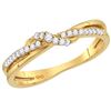 Image 1 : 1/6 CTW Womens Round Diamond Crossover Stackable Band Ring 14kt Yellow Gold - REF-29A4M