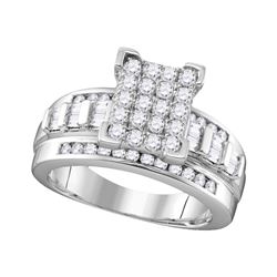 1 CTW Round Diamond Cinderella Cluster Bridal Wedding Engagement Ring 10kt White Gold - REF-81Y2N
