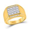 Image 1 : 1/4 CTW Mens Round Diamond Square Cluster Ring 10kt Yellow Gold - REF-49H6R