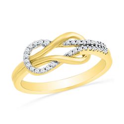 1/6 CTW Womens Round Diamond Double Lasso Infinity Ring 10kt Yellow Gold - REF-19R6X