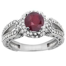 1.55 CTW Ruby & Diamond Ring 14K White Gold - REF-87F5N