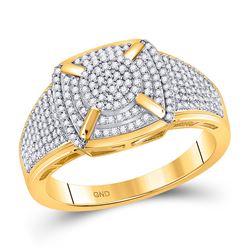 1/2 CTW Womens Round Diamond Square Cluster Ring 10kt Yellow Gold - REF-45M2F