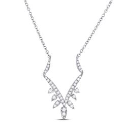 1/4 CTW Womens Round Diamond Modern-V Fashion Necklace 14kt White Gold - REF-40X8T
