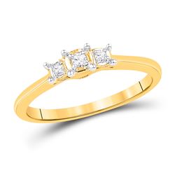 1/12 CTW Round Diamond 3-stone Bridal Wedding Engagement Ring 10kt Yellow Gold - REF-22R5X