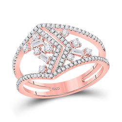 3/8 CTW Womens Baguette Diamond Scattered Negative Space Band Ring 14kt Rose Gold - REF-47H3R