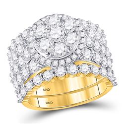 5 CTW Round Diamond Cluster Bridal Wedding Ring 14kt Yellow Gold - REF-436F3W