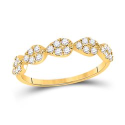 1/3 CTW Womens Round Diamond Teardrop Stackable Band Ring 10kt Yellow Gold - REF-29X4T