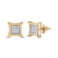 1/8 CTW Womens Round Diamond Kite Square Earrings 10kt Yellow Gold - REF-10V9Y