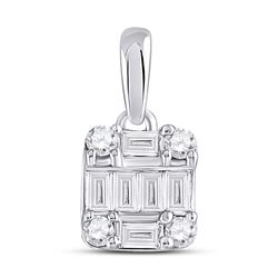 1/3 CTW Womens Baguette Diamond Fashion Cluster Pendant 14kt White Gold - REF-36V7Y