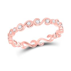 1/8 CTW Womens Round Diamond S-Shape Stackable Band Ring 10kt Rose Gold - REF-15M2F