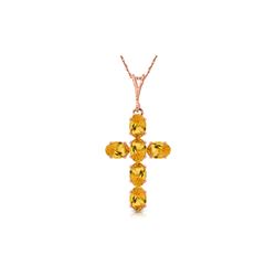 Genuine 1.50 ctw Citrine Necklace 14KT Rose Gold - REF-32P8H