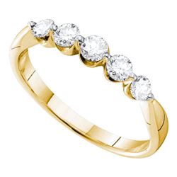 1/2 CTW Womens Round Diamond 5-stone Fashion Band Ring 14kt Yellow Gold - REF-56V6Y