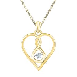 1/20 CTW Womens Round Moving Diamond Heart Pendant 10kt Yellow Gold - REF-16T4V