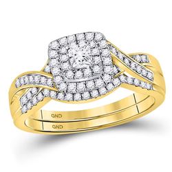 1/2 CTW Princess Diamond Bridal Wedding Ring 14kt Yellow Gold - REF-78H3R