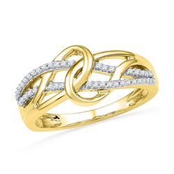 1/6 CTW Womens Round Diamond Infinity Loop Knot Lasso Ring 10kt Yellow Gold - REF-26Y5N