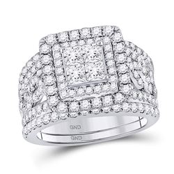 2 & 1/2 CTW Princess Diamond Bridal Wedding Ring 14kt White Gold - REF-204R5X