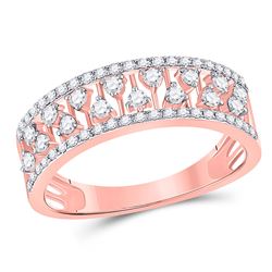 3/8 CTW Womens Round Diamond Fashion Anniversary Ring 14kt Rose Gold - REF-41M5F