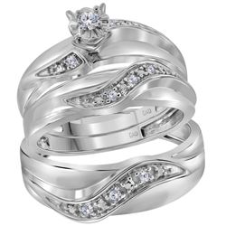 1/6 CTW His Hers Round Diamond Solitaire Matching Wedding Set 10kt White Gold - REF-54T5V