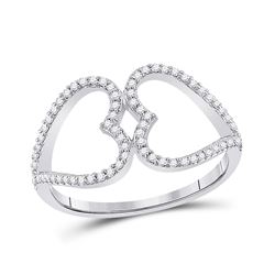 1/5 CTW Womens Round Diamond Negative Space Heart Ring 10kt White Gold - REF-20T5V
