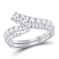 1 & 1/2 CTW Round Diamond Bridal Wedding Ring 14kt White Gold - REF-180W7H