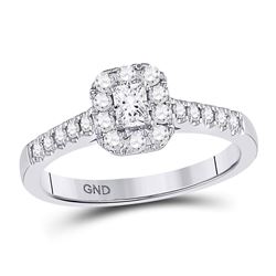 1/2 CTW Emerald Diamond Solitaire Bridal Wedding Engagement Ring 14kt White Gold - REF-66V7Y