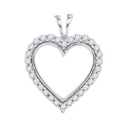 1/4 CTW Womens Round Diamond Heart Outline Pendant 10kt White Gold - REF-20H5R