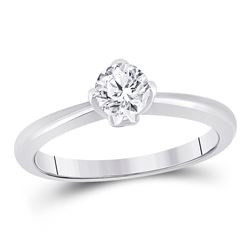 1/2 CTW Womens Round Diamond Solitaire Bridal Wedding Engagement Ring 14kt White Gold - REF-81Y7N