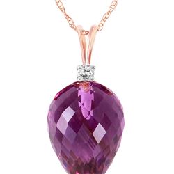 Genuine 9.55 ctw Amethyst & Diamond Necklace 14KT Rose Gold - REF-25F3Z