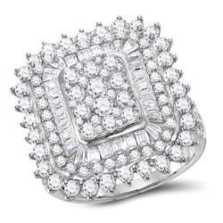 3 & 1/2 CTW Womens Round Diamond Square Cluster Ring 10kt White Gold - REF-218T2V