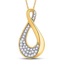 1/8 CTW Womens Round Diamond Teardrop Cluster Pendant 10kt Yellow Gold - REF-13X5T