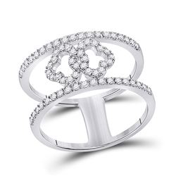 3/8 CTW Womens Round Diamond Clove Negative Space Fashion Ring 10kt White Gold - REF-37R5X