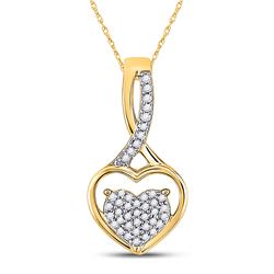 1/6 CTW Womens Round Diamond Heart Pendant 10kt Yellow Gold - REF-13R5X