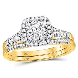 1/2 CTW Round Diamond Bridal Wedding Ring 14kt Yellow Gold - REF-85Y4N