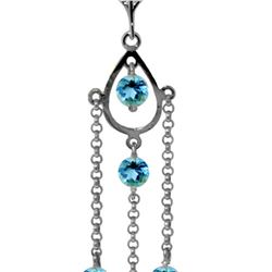 Genuine 1.50 ctw Blue Topaz Necklace 14KT White Gold - REF-29F7Z