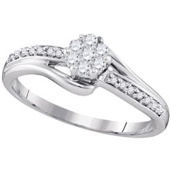 1/5 CTW Womens Round Diamond Cluster Ring 10kt White Gold - REF-21R8X