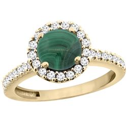 2.56 CTW Malachite & Diamond Ring 10K Yellow Gold - REF-54A3X