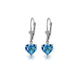 Genuine 3.25 ctw Blue Topaz Earrings 14KT White Gold - REF-29Z2N