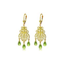 Genuine 3.75 ctw Peridot Earrings 14KT Yellow Gold - REF-58X3M