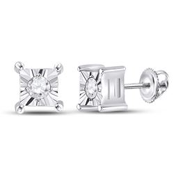 1/20 CTW Womens Round Diamond Solitaire Earrings 14kt White Gold - REF-8X9T